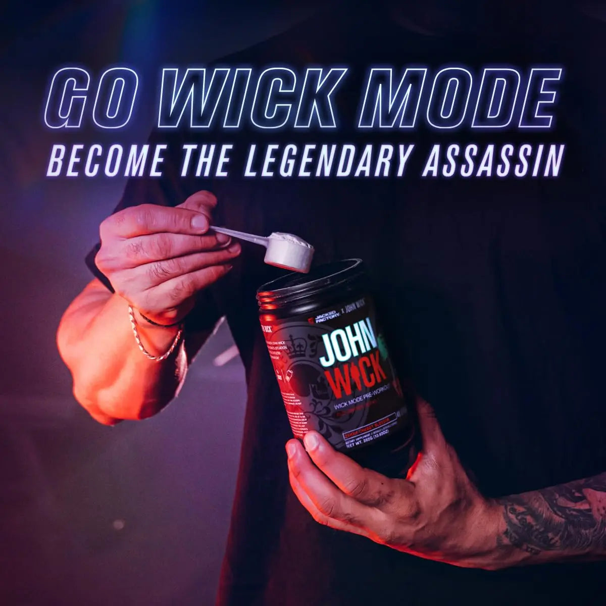 Jacked Factory X John Wick - Wick Mode Pre Workout Powder - Intense Energy, Battle-Ready Focus, Unstoppable Commitment, and Sheer Will Jacked Factory Au supplements