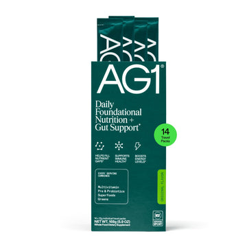 AG1 Athletic Greens Powder Supplement, Improve Gut Health, Multivitamin, Probiotic, Gluten Free, Vegan and Keto Friendly, 75 Vitamins (Travel Packs, 14 Count) - Classic Formula AG1 Au supplements
