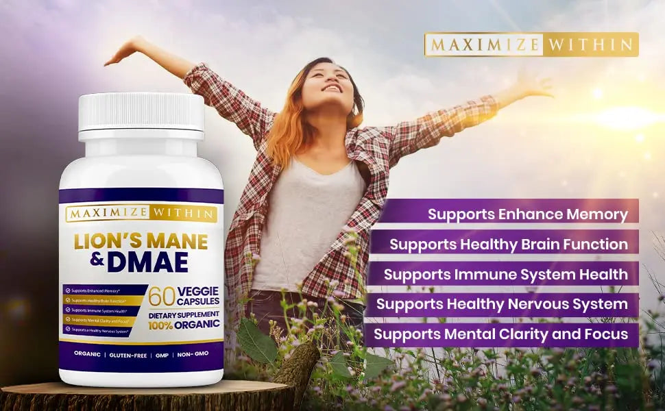Lion's Mane & DMAE Capsules: Enhance Memory, Boost Mental Clarity Maximum Slim Au supplements