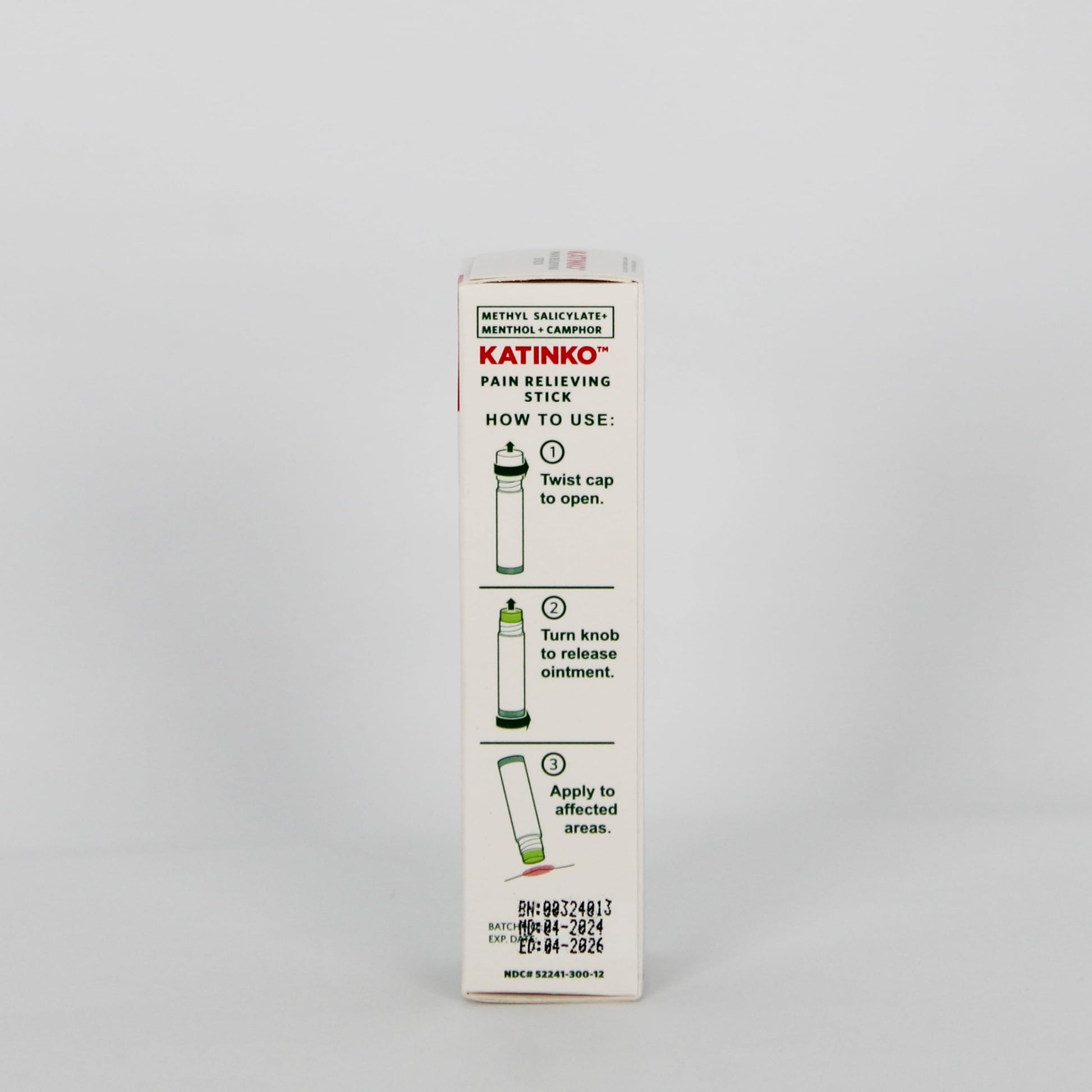 Katinko Pain and Itch Relieving Stick 12g - Effective for Muscle Strain, Neck Stiffness, Rheumatism, and Bruises (4) Katinko Au supplements