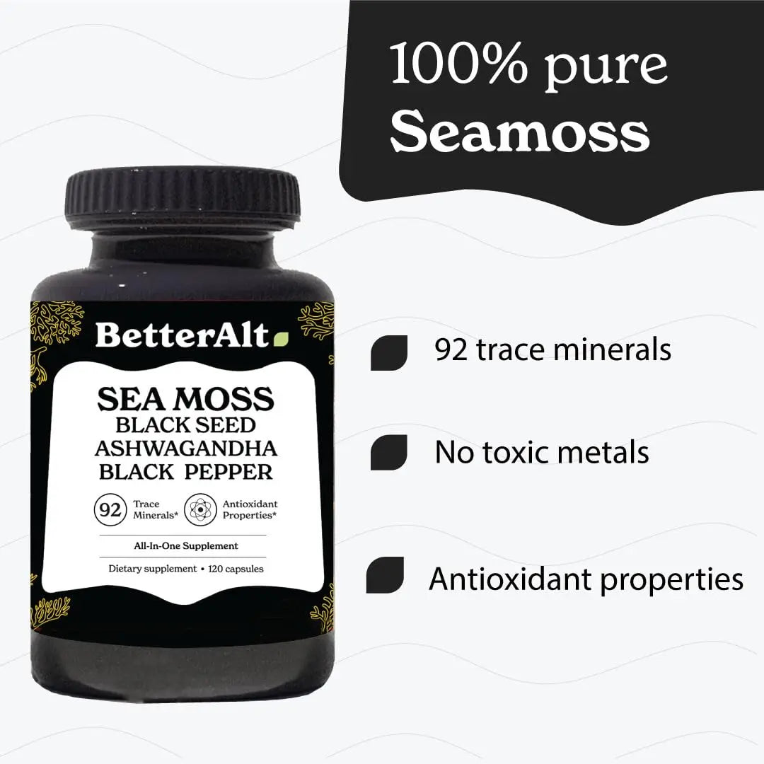 Better Alt Sea Moss Capsules- Irish Sea Moss with Black Seed Oil, Ashwagandha & Black Better Alt Au supplements