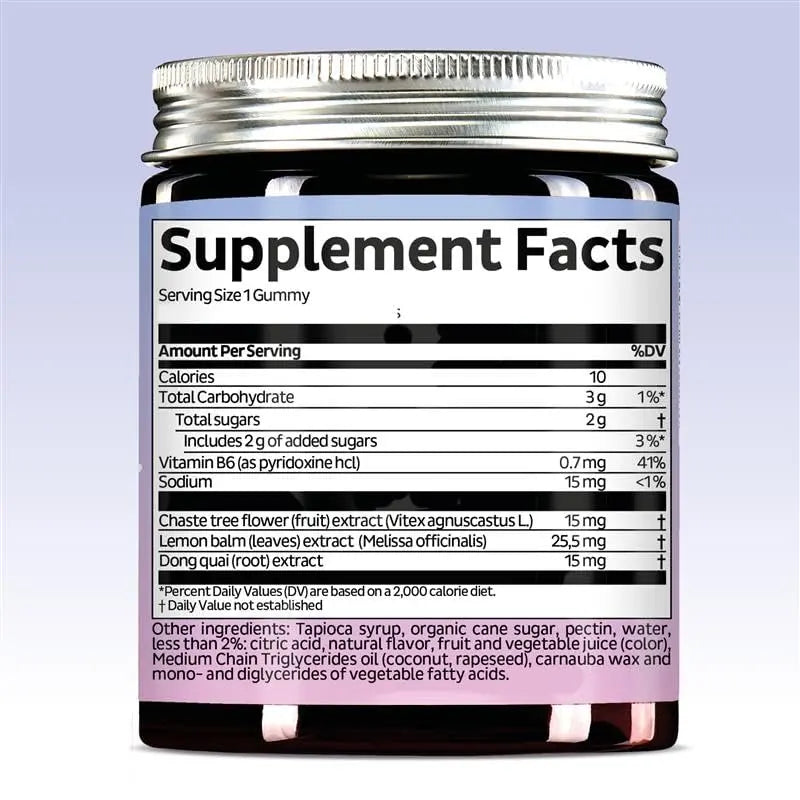 PMS Support Supplement for Women. Menstrual Relief Gummies to Target Hormonal Breakouts, Bloating, Period Cramps, & Mood Swings. Vegan, with Vitamin B6 & Lemon Balm, 60 Gummies Bears with Benefits Au supplements