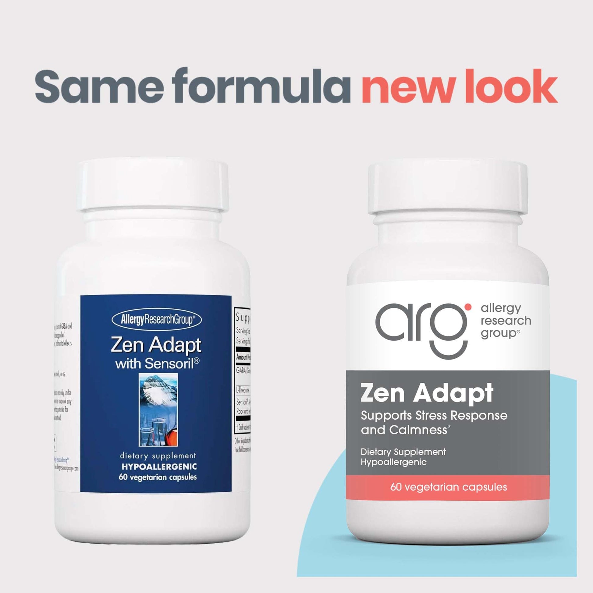 ARG Zen Adapt - 200 mg L-Theanine, 125 mg Ashwagandha & 550 mg GABA - Supports Stress Response and Calmness - Vegetarian Capsules - Hypoallergenic Formula - 30 Servings - 60 Capsules Allergy Research Group Au supplements