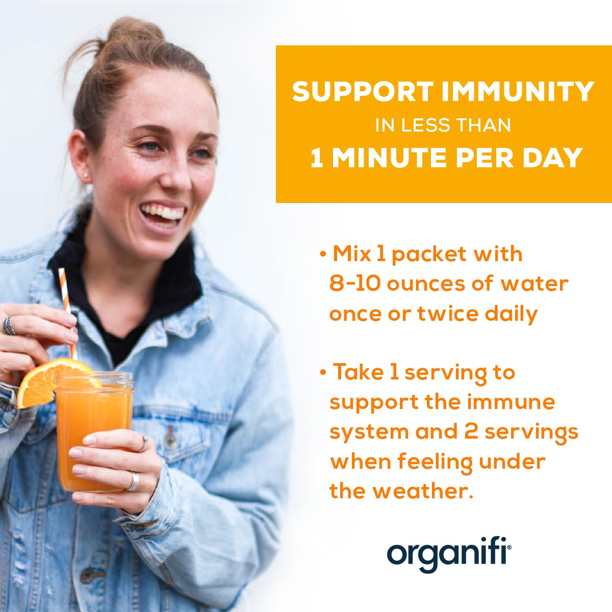 Organifi Immunity - Organic Superfood Immunity Support - 15 Single Serve Packets - Immunity Powder for T Cell Production and Upper Respiratory Health - Mushroom Beta Glucans, Vitamin C, D and Zinc Organifi Au supplements