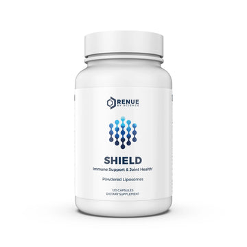 Renue By Science Shield | Liposomal Vitamin C CaAKG P.E.A Hyaluronic Acid Supplement | 120 Capsules with Vitamin C (500mg) CA AKG (150mg) Palmitoylethanolamide (75mg) HLA (75mg) | Made in The USA Renue By Science Au supplements
