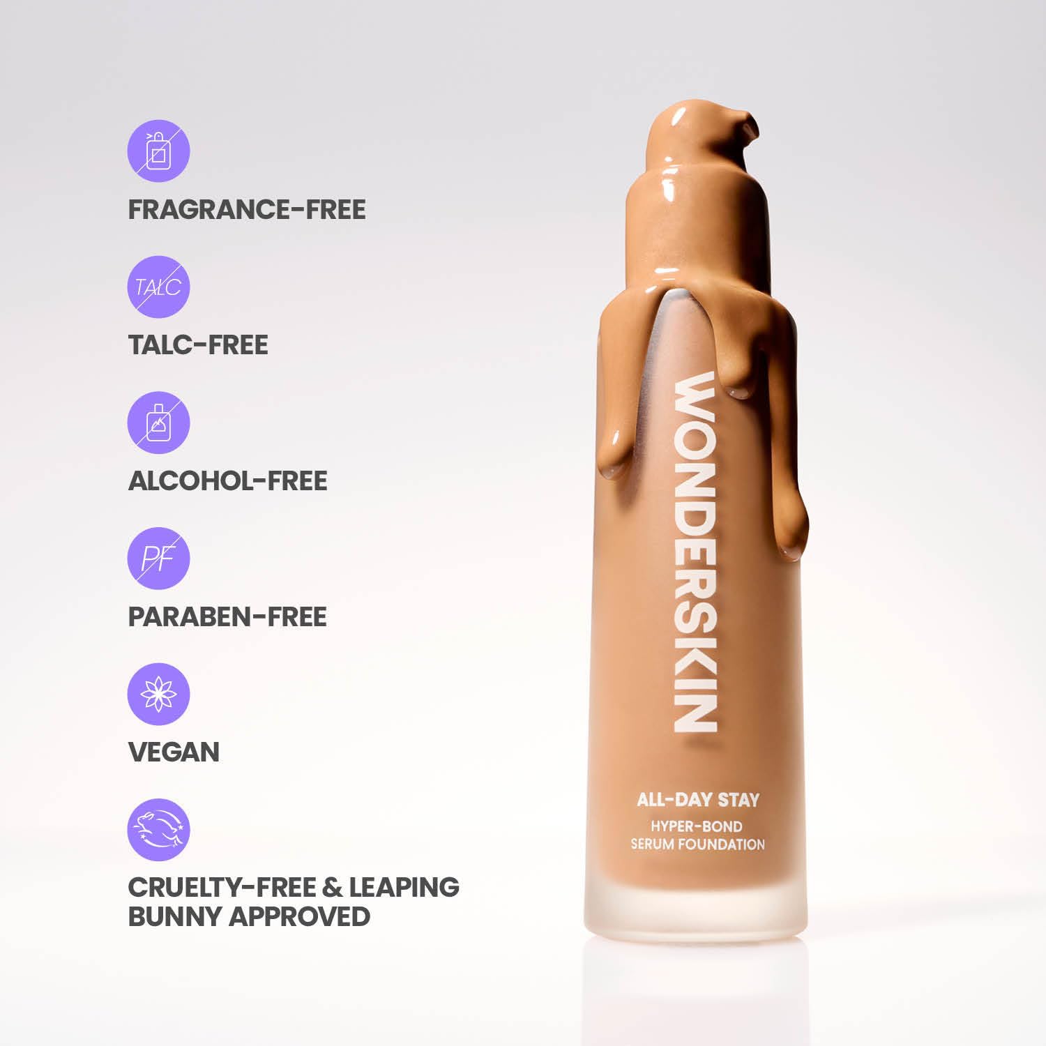 Wonderskin Hyper Bond All-Day Stay Serum Foundation – Waterproof, Transfer-Proof, 24HR Longwear Face Makeup with Niacinamide & Hyaluronic Acid – Lightweight, Natural Finish (Moonstone) Wonderskin Au supplements
