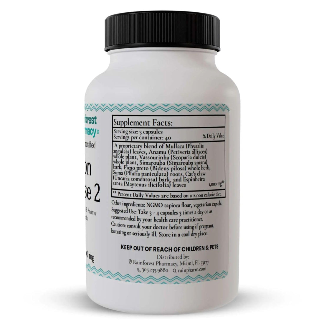 Rainforest Pharmacy N-Tense (2) Wildcrafted Amazon Rainforest Herbal Supplement to Support Cellular Health 500mg | 120 Vegetable Capsules with Mullaca, Anamu, Cat’s Claw, Suma Rainforest Pharmacy Au supplements
