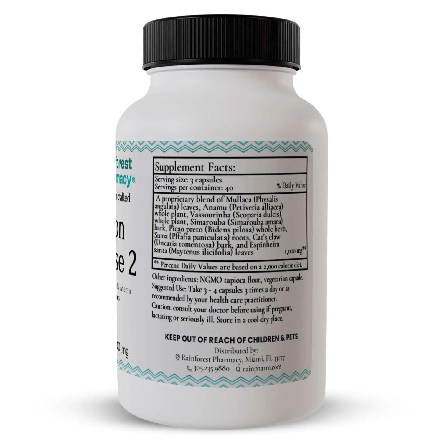 Rainforest Pharmacy N-Tense (2) Wildcrafted Amazon Rainforest Herbal Supplement to Support Cellular Health 500mg | 120 Vegetable Capsules with Mullaca, Anamu, Cat’s Claw, Suma Rainforest Pharmacy Au supplements