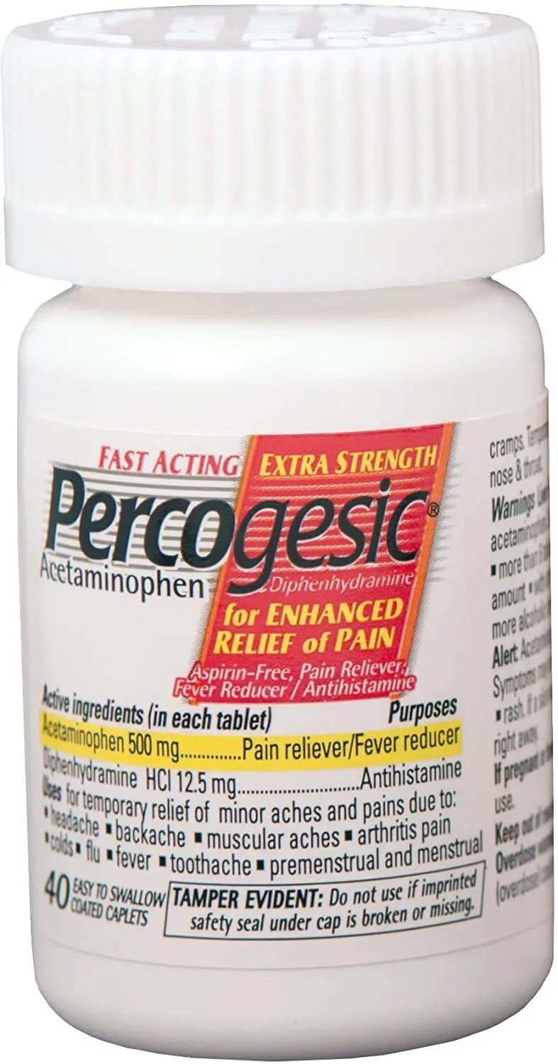 Percogesic Extra Strength Pain Relief | Aspirin Free Dual Action Relief | 40 Coated Caplets (6 Pack) Percogesic Au supplements