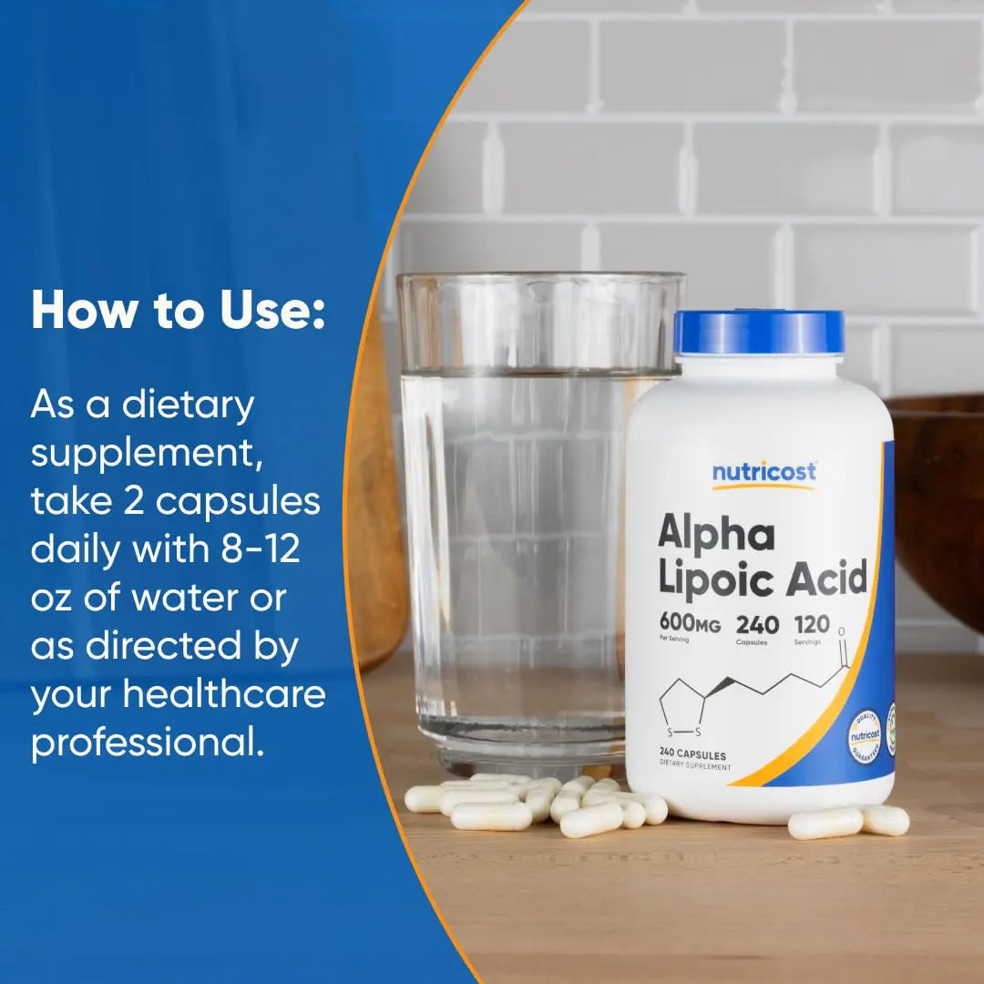 Nutricost Alpha Lipoic Acid 600mg Per Serving, 240 Capsules - Gluten Free, Vegetarian Capsules, Soy Free & Non-GMO Nutricost Au supplements
