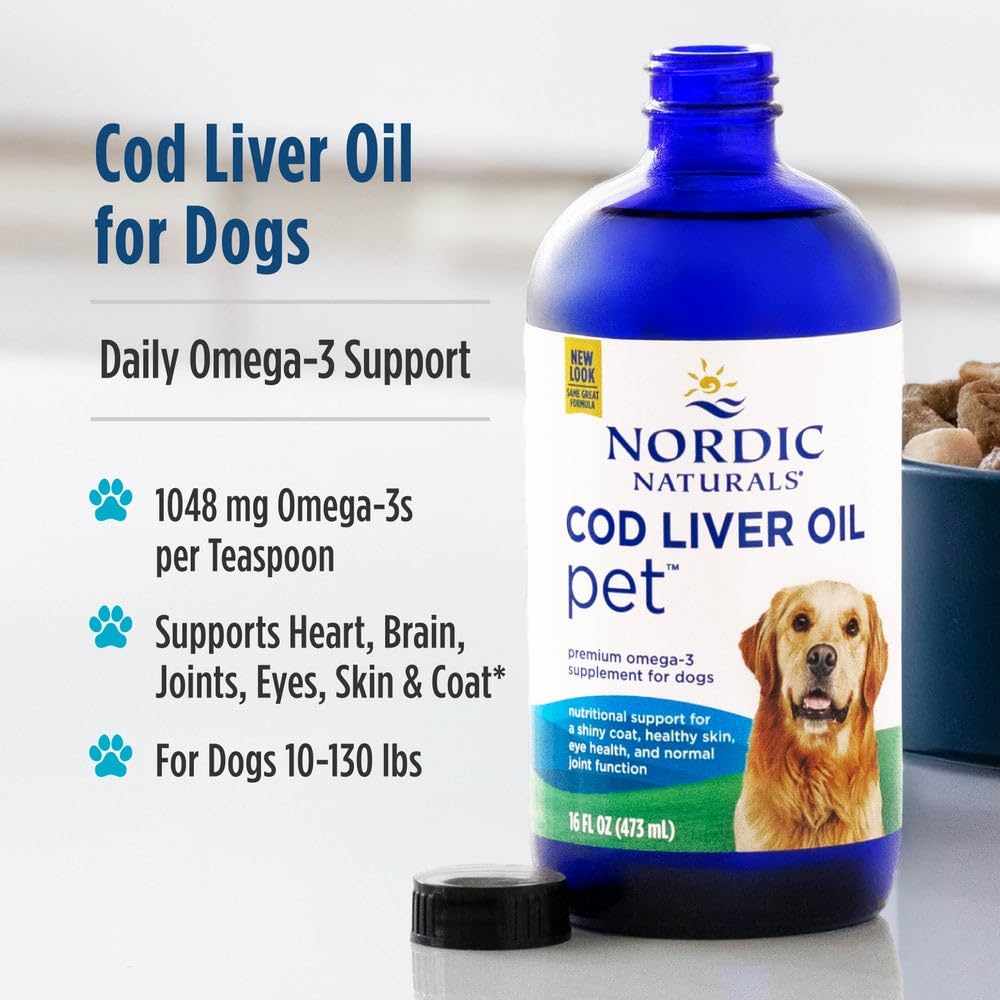 Nordic Naturals Pet Cod Liver Oil, Unflavored - 16 oz - 1048 mg Omega-3 Per Teaspoon - Fish Oil for Dogs with EPA & DHA - Promotes Skin, Coat, & Immune Health Nordic Naturals Au supplements