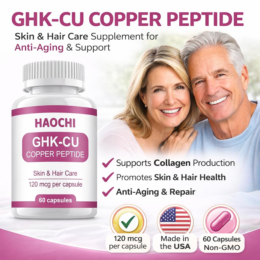 DAYEAH GHK-Cu Copper Peptide Supplement, 120mcg Vegan High Potency Promotes Skin Repair, Radiant Skin Elasticity, Anti-Aging & Hair Growth Support-60ct DAYEAH Au supplements