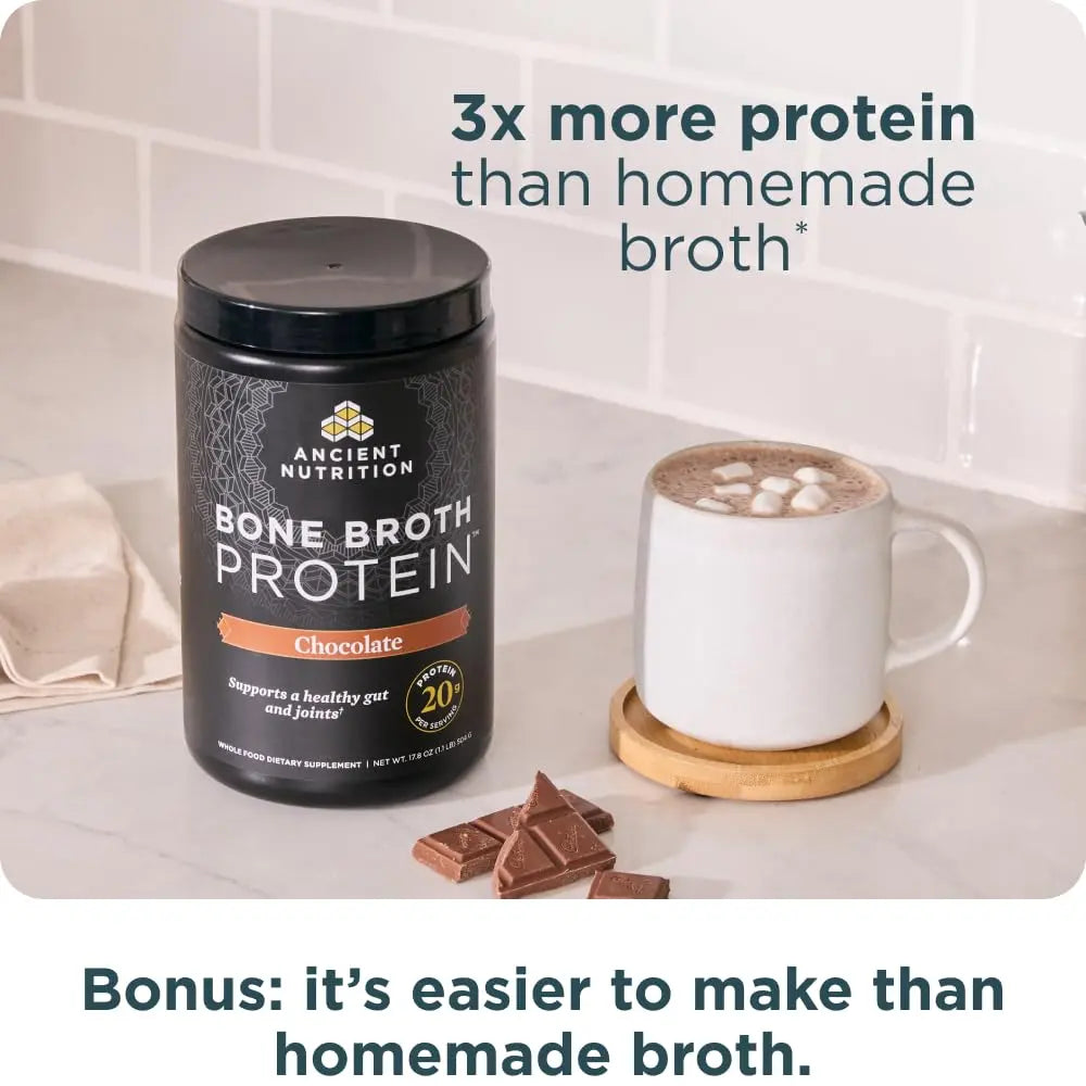 Ancient Nutrition Protein Powder Made from Real Bone Broth, Chocolate, 20g Protein Per Serving, 20 Serving Tub, Gluten Free Hydrolyzed Collagen Ancient Nutrition Au supplements