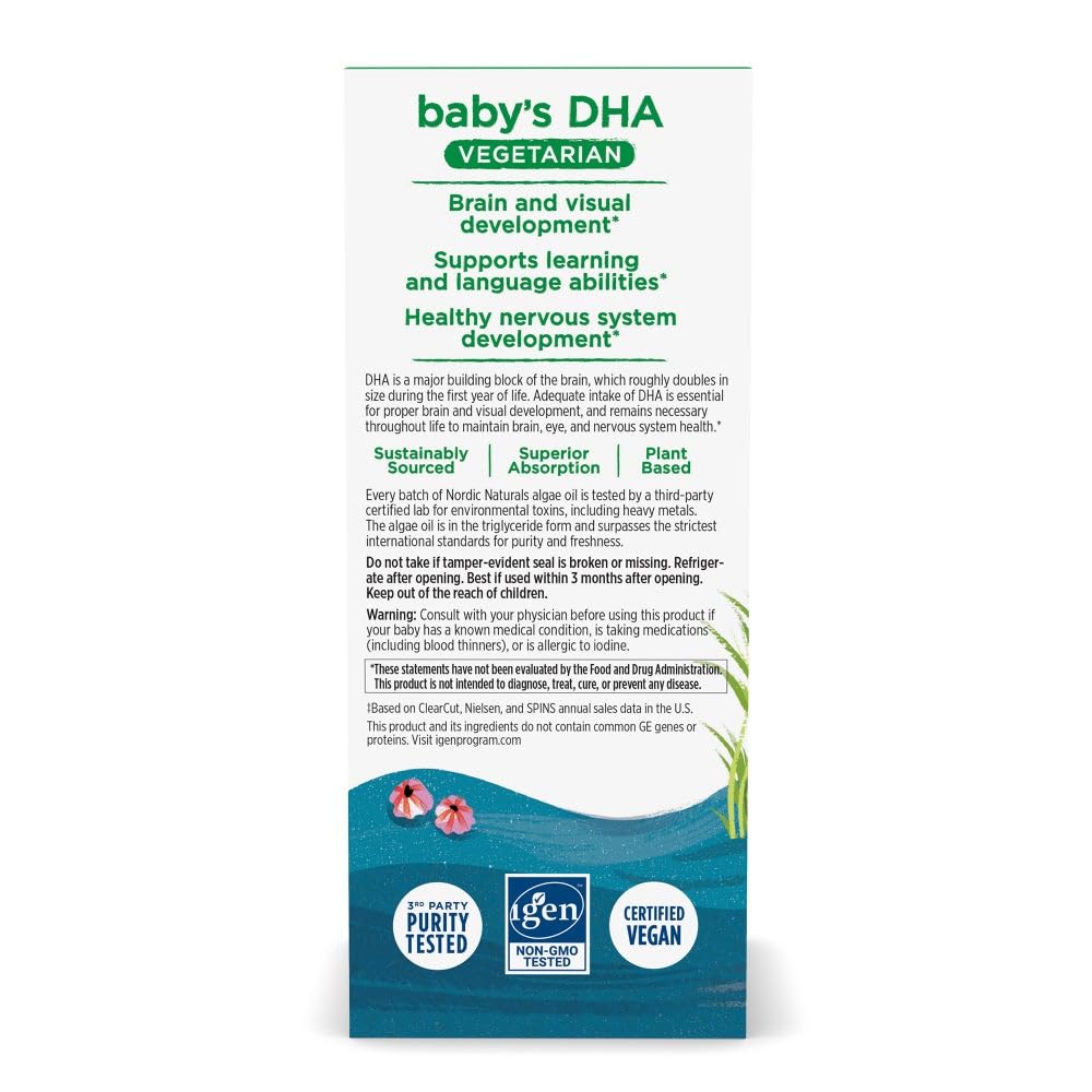 Nordic Naturals Baby’s DHA Vegetarian, Unflavored - 1050 mg Plant-Based Omega-3-1 oz - Supports Brain & Vision Development in Babies - Non-GMO, Vegan - 15 Servings Nordic Naturals Au supplements