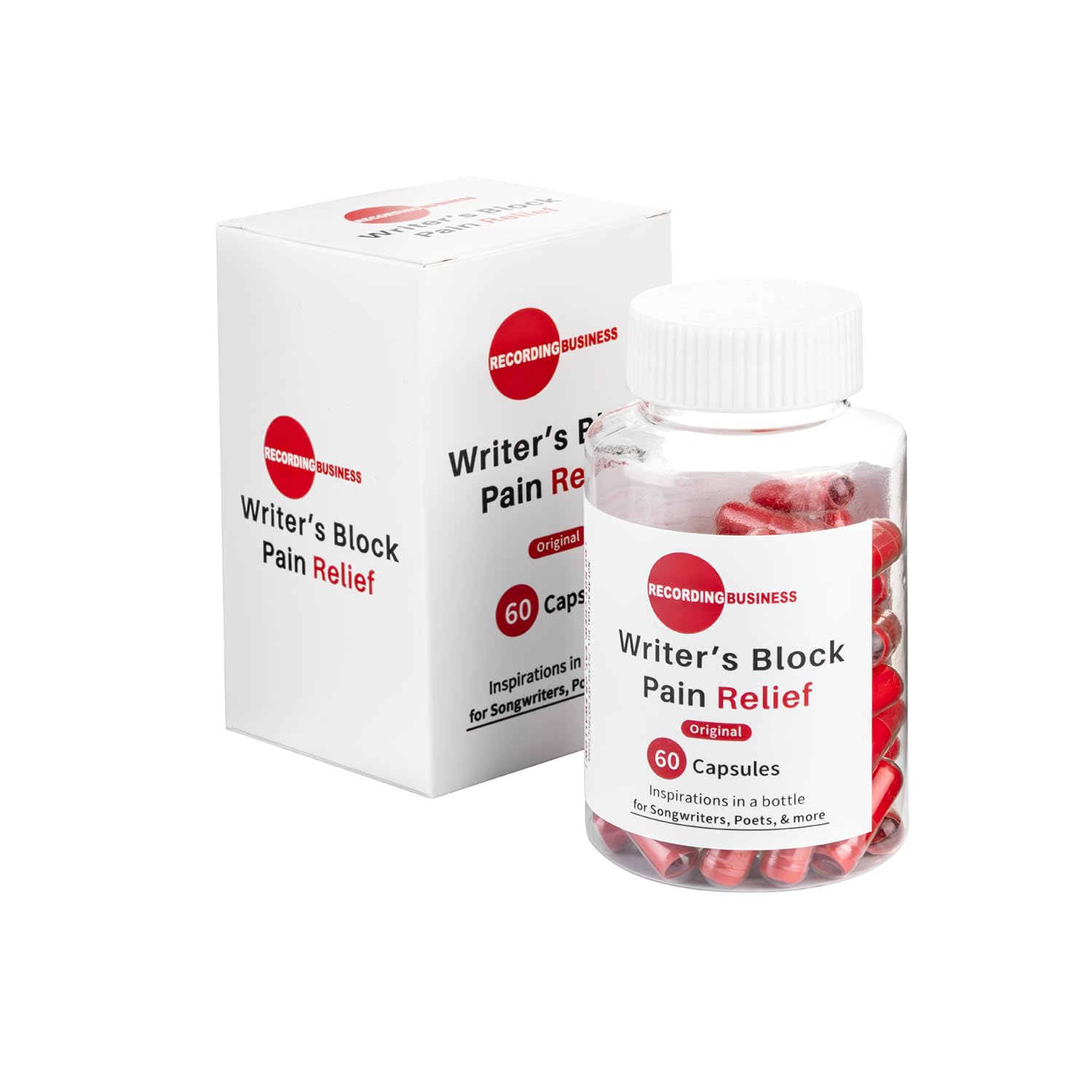 Recording Business Writer's Block Pain Relief (60 Original Songwriting Prompts in Capsules) for Artists/Musicians, Songwriters, & Poets Recording Business Au supplements