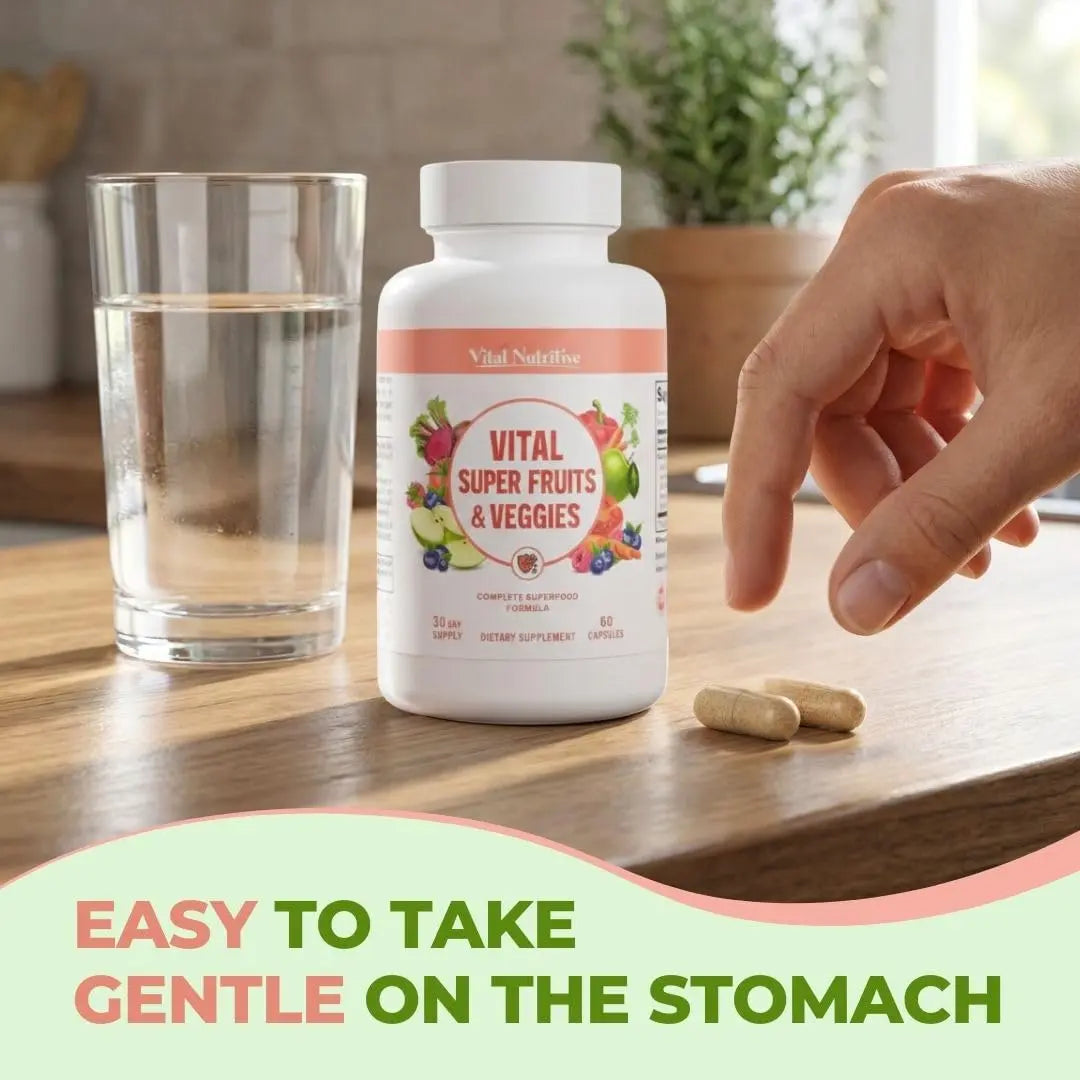 Vital Super Fruits & Veggies - Daily Superfood Capsules for Adults - Fruit & Vegetable Supplements to Boost Immunity & Energy - 2-in-1 Formula for Overall Wellness VITAL NUTRITIVE Au supplements