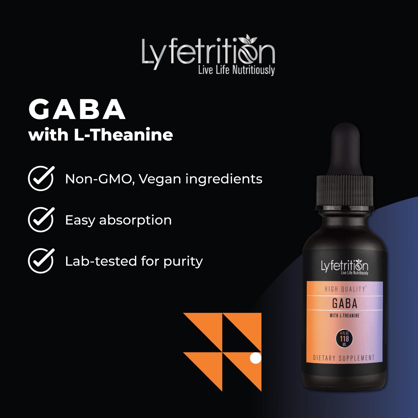 Lyfetrition GABA with L-Theanine, Ginkgo Biloba (Salisburia biloba) Extract, Organic Peruvian MACA Root (Lepidium meyenii) Extract, 118 ml, 4 FL Oz Liquid, 220 Servings, Made in USA, Quick Absorption Lyfetrition Au supplements