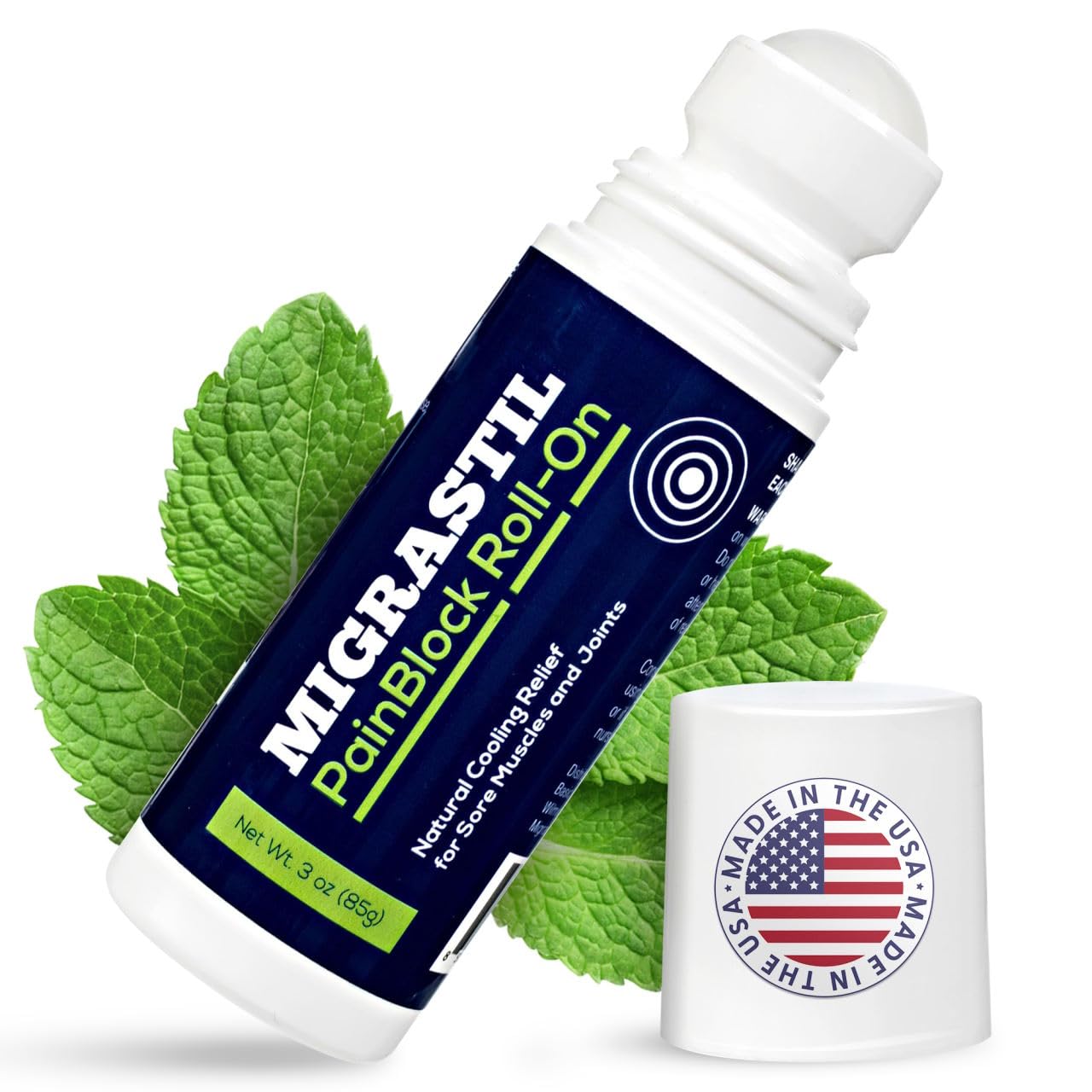 Basic Vigor Migrastil PainBlock Roll-On, 3 oz - Topical Roll-On for Muscle Aches, Cramps, Joint & Nerve Discomfort. Works Great on Shoulders, Neck, Feet, Knees, Legs, Back, Elbows, HIPS, Etc. Basic Vigor Au supplements