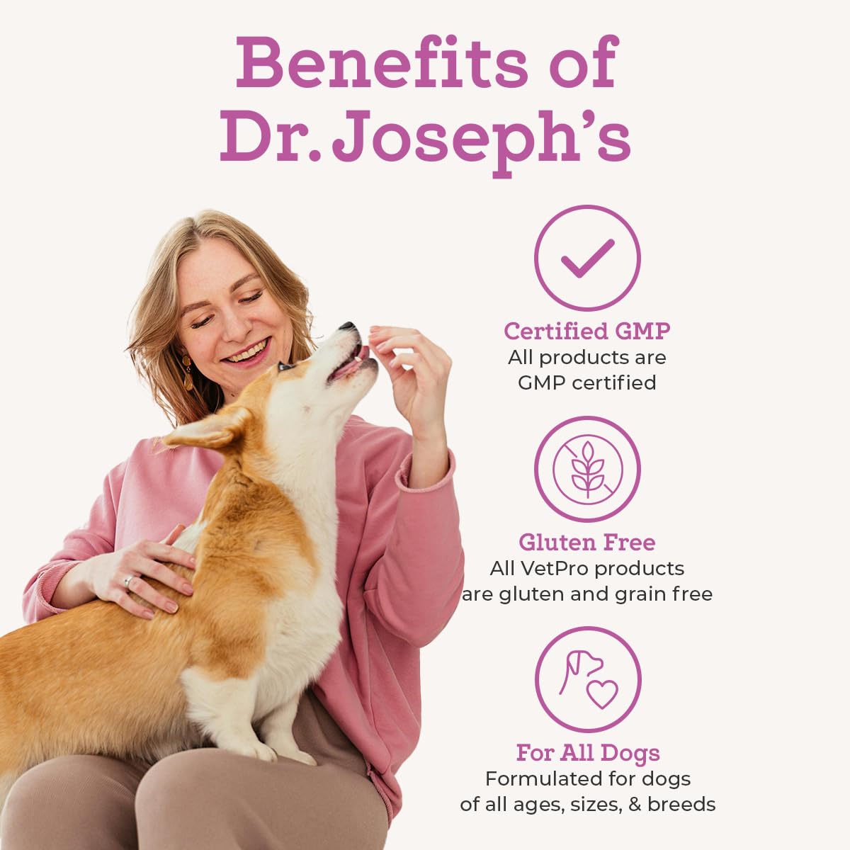 Dr. Joseph's VetPro Complete Dog Hip & Joint Supplement for Arthritis Pain Relief – High-Strength Glucosamine & Chondroitin Chews for Senior Dogs – Vet Formulated Daily Treats, Chicken Flavor, 60 Ct VetPro Complete Au supplements