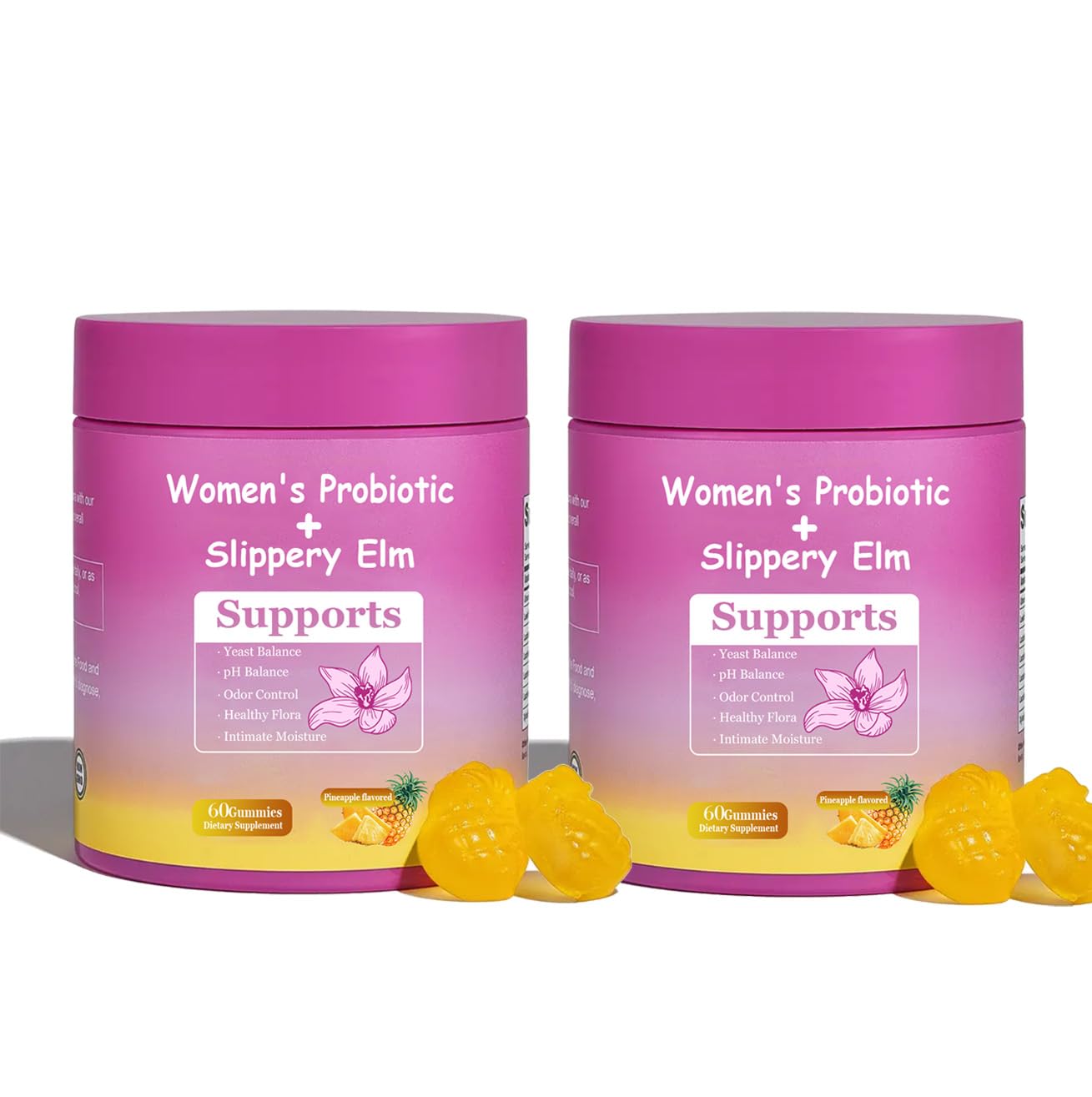 DYALE Her Juicy Feminine Probiotics Gummies for Women | Pineapple Flavor | Supports pH Balance, Gut Health & Immune System | with Slippery Elm, Prebiotics & Lactobacillus Blend | 60 Gummies (2pcs) Dyale Au supplements