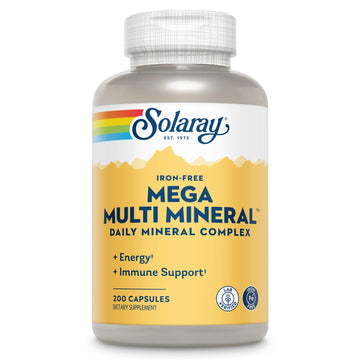 SOLARAY Mega Multi Mineral, Iron Free - Daily Mineral Supplement w/Trace Minerals, Electrolytes, Calcium, Magnesium, Zinc, Selenium, Boron -Cellular Energy, Immune Support, 60-Day Guarantee, 50 Serv SOLARAY Au supplements