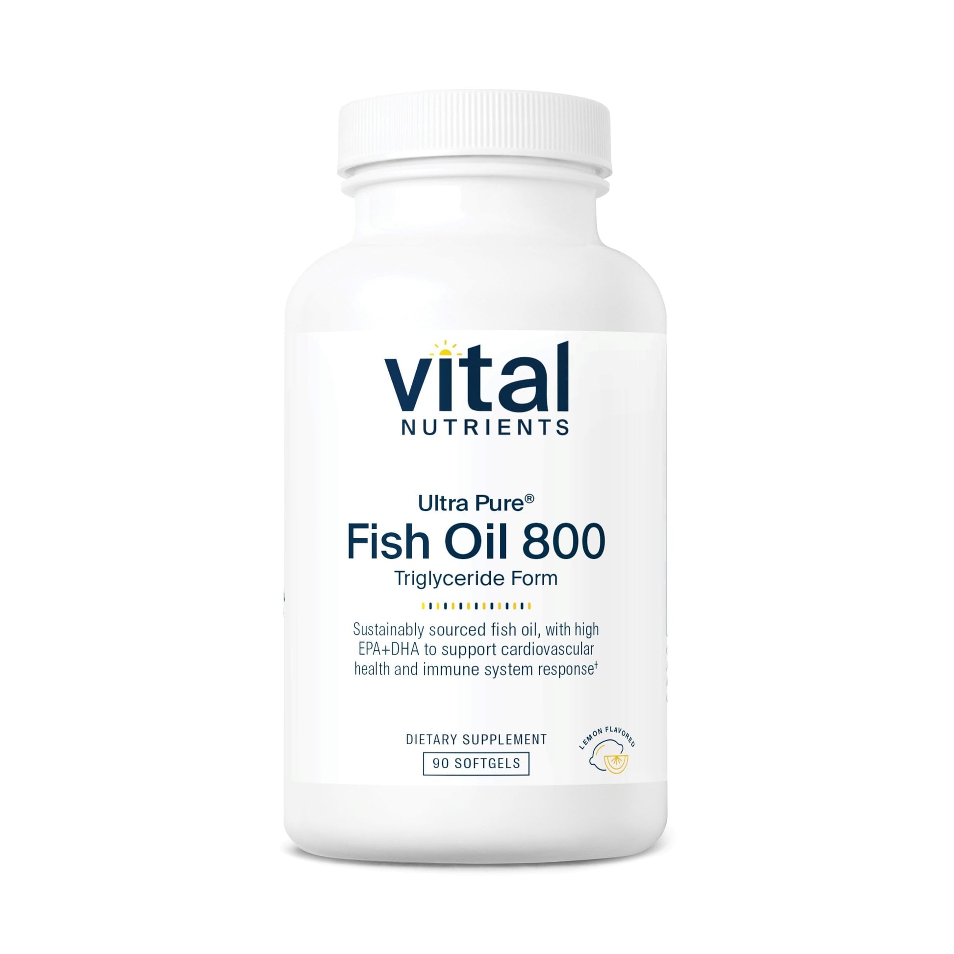 Vital Nutrients Ultra Pure® Fish Oil 800 Triglyceride Form - Heart, Brain, & Immune Health* - Sustainably Sourced High EPA & DHA Omega-3 Fatty Acid - Lemon Flavor - Gluten, Dairy, Soy Free - 90 Count Vital Nutrients Au supplements