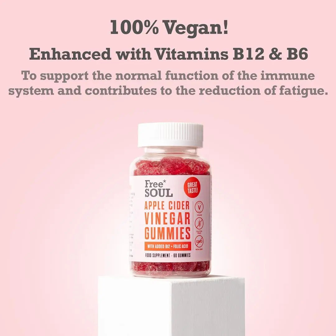 Apple Cider Vinegar Gummies with The Mother 1000mg Enhanced with Vitamin B12 & Folic Free Soul Au supplements