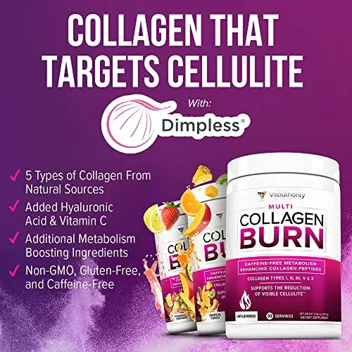 Multi Collagen Burn: Multi-Type Hydrolyzed Collagen Protein Peptides with Hyaluronic Acid Vitauthority Au supplements