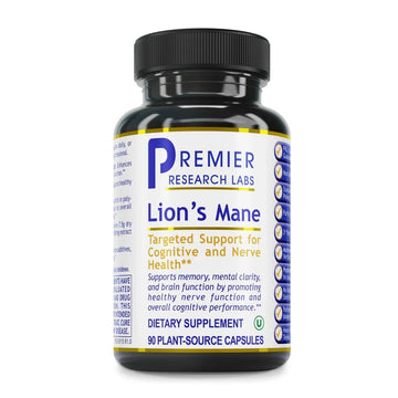 Premier Research Labs Lion's Mane - Lions Mane Mushroom Supplement Capsules for Focus, Memory, & Brain Support for Adults & Kids, 1000mg Premium Extract Per Serving - 90 Vegetarian Capsules Premier Research Labs Au supplements