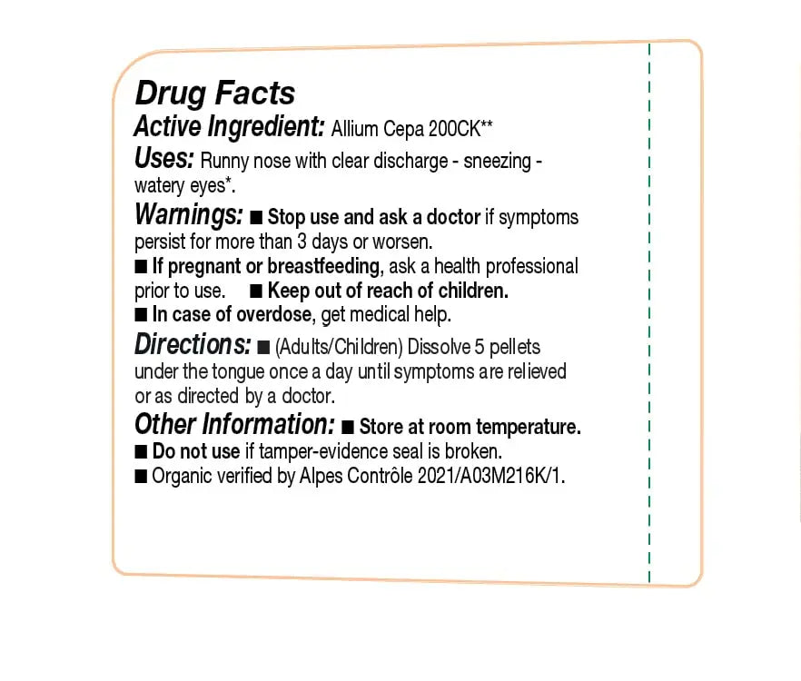 OLLOIS Allium Cepa 200ck Organic & Lactose-Free Homeopathic Medicine, 80 Pellets (Pack of 1) OLLOÏS Au supplements