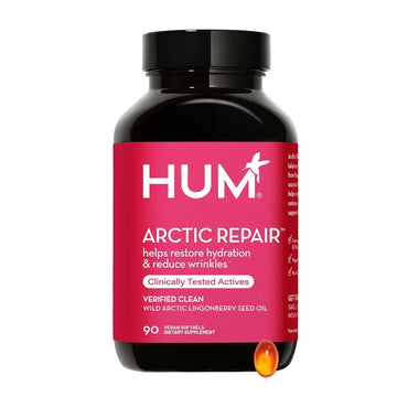 HUM Arctic Repair Clear Skin Supplement with Omega 3, Vitamin E, A, and Lingonberry Seed Oil, Skin Repair with Omega 3 6 9 to Help Support Appearance of Wrinkles & Hydrate, 90 Vegan Softgels HUM Au supplements