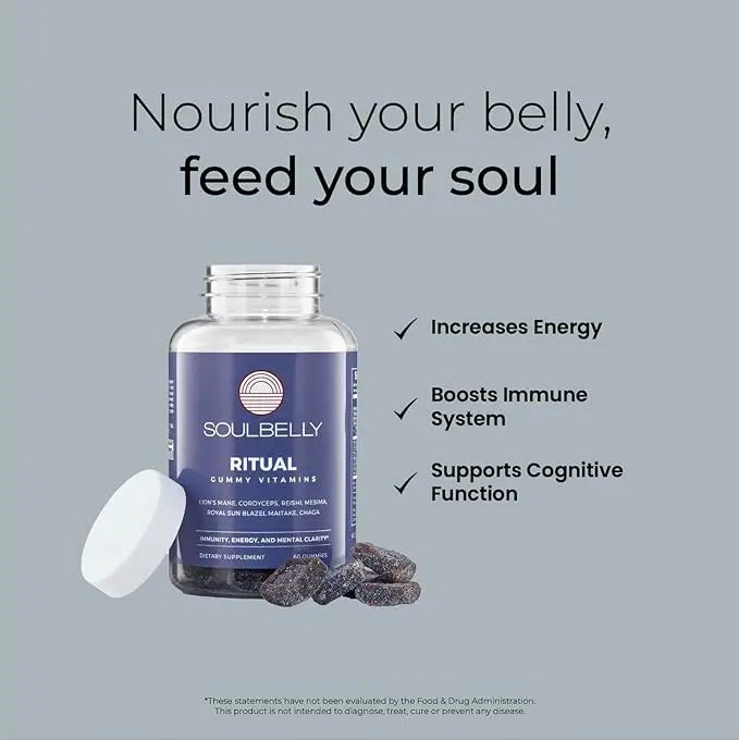 SOULBELLY Multi-Mushroom | Ritual Vitamin Gummies for Energy, Focus and Immune Balance | Vegan | Gluten-Free | Non-GMO | 60 Count SOULBELLY Au supplements