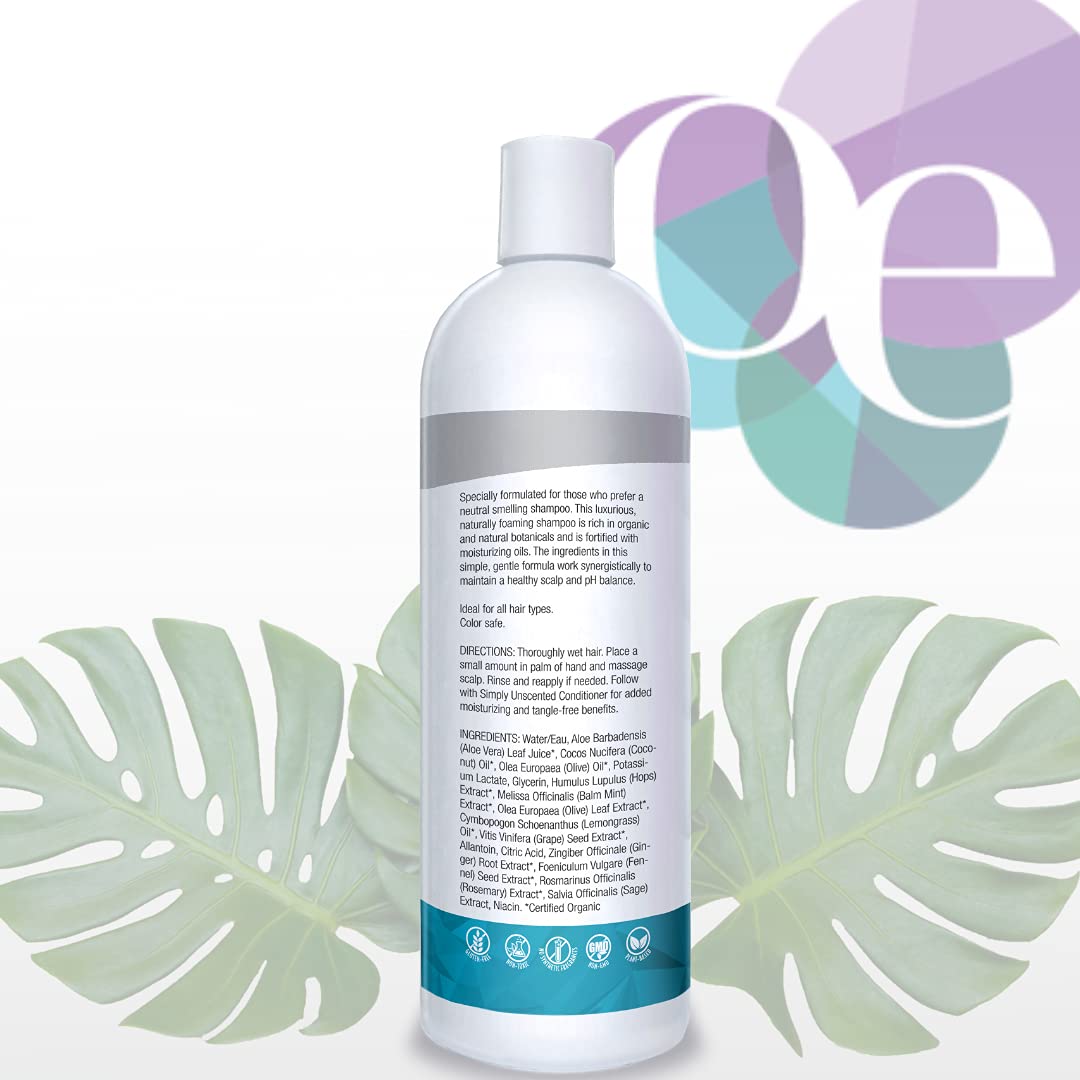 Organic Excellence All Natural Chemical-Free Shampoo | Non-Toxic, Sulfate-Free, Paraben-Free, Fragrance-Free for Men, Women, and Kids - Color-safe 16 fl oz (473 ml) Organic Excellence Au supplements