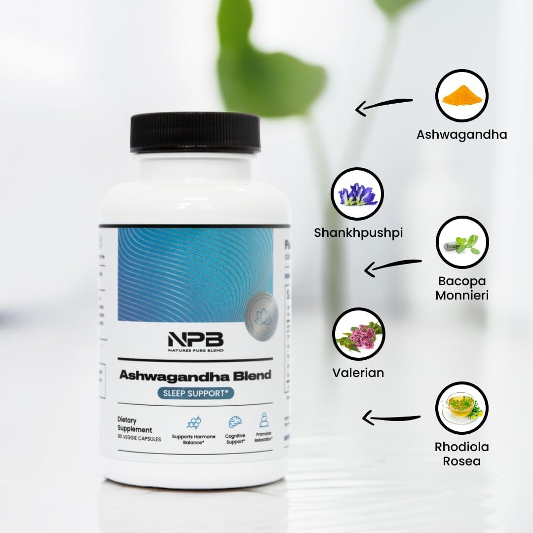 Nature's Pure Blend Ashwagandha Supplements – Organic Ashwagandha Root & Extract for Women and Men – Stress Relief, Sleep, and Mood Support – Athletic Performance & Focus Support – 60 Vegan Capsules Nature's Pure Blend Au supplements