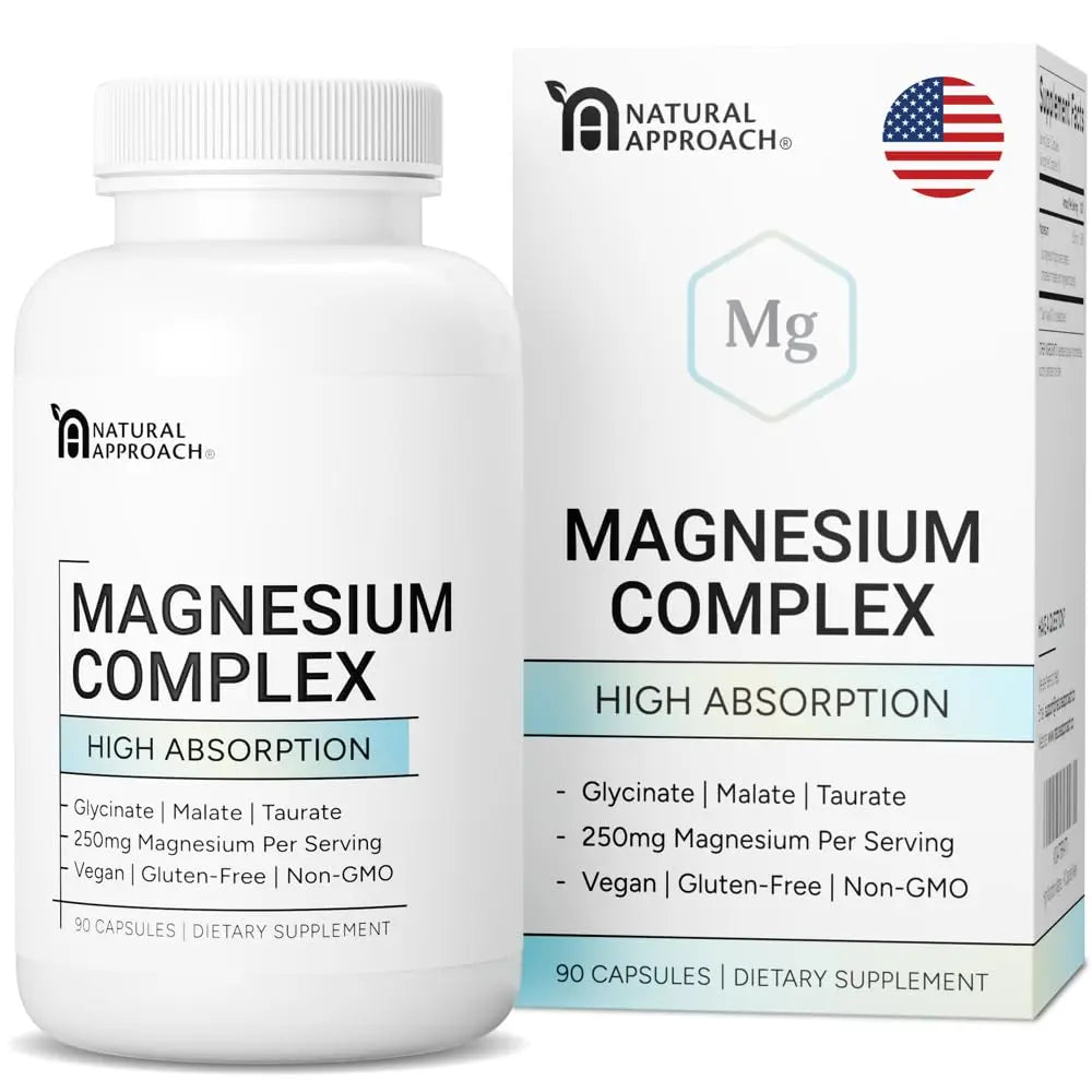 High Absorption Magnesium Complex with Glycinate, Malate & Taurate - Premium Magnesium Supplement for Sleep, Relaxation, Leg Cramps & Stress Relief - 100% Chelated & Easy On The Gut - 90 Capsules Natural Approach Au supplements