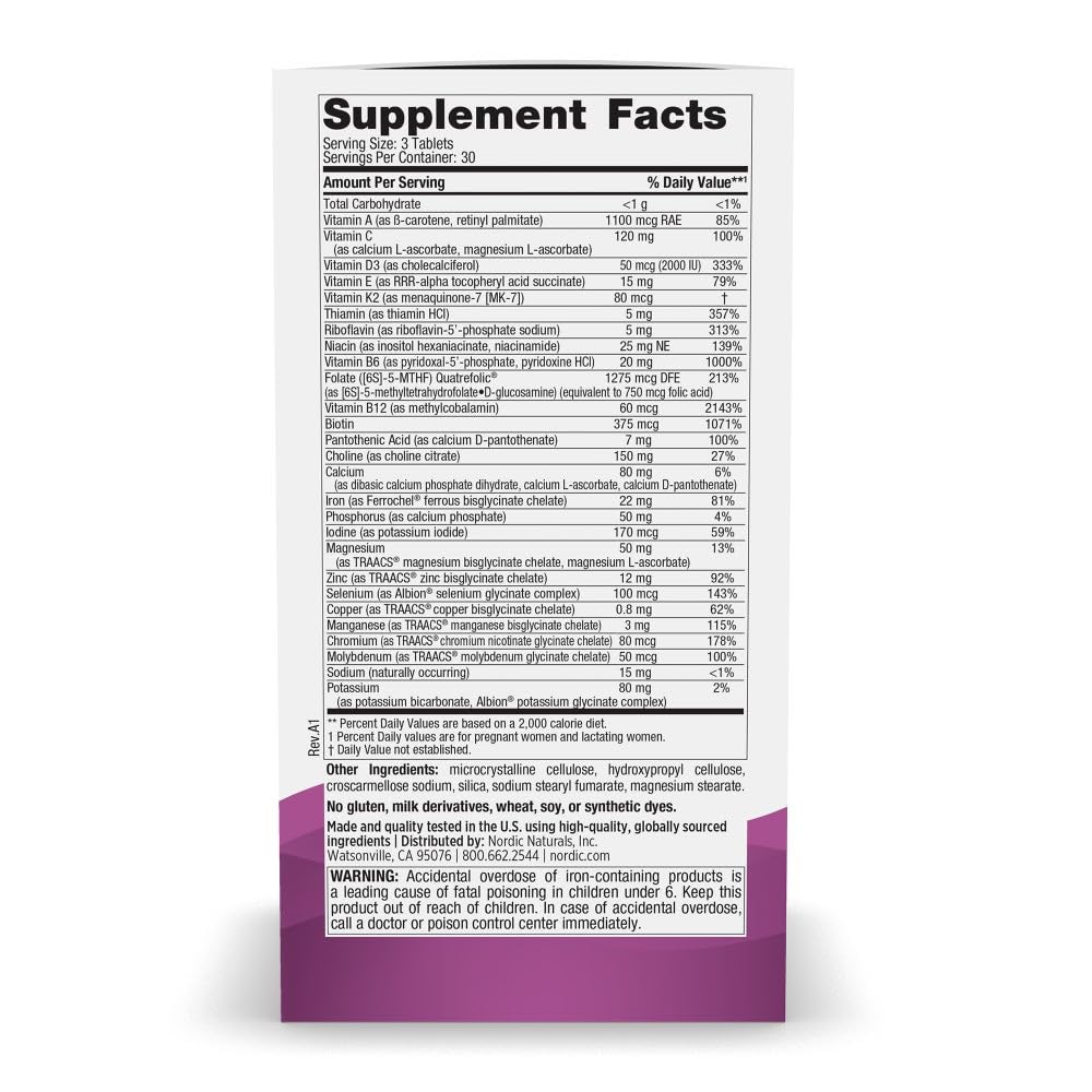 Nordic Naturals Vegetarian Prenatal Multivitamin Minis - 90 Easy to Swallow Tablets - Highly Absorbable Multivitamin and Mineral Supplement to Support Pregnancy - Non-GMO, 30 Servings Nordic Naturals Au supplements