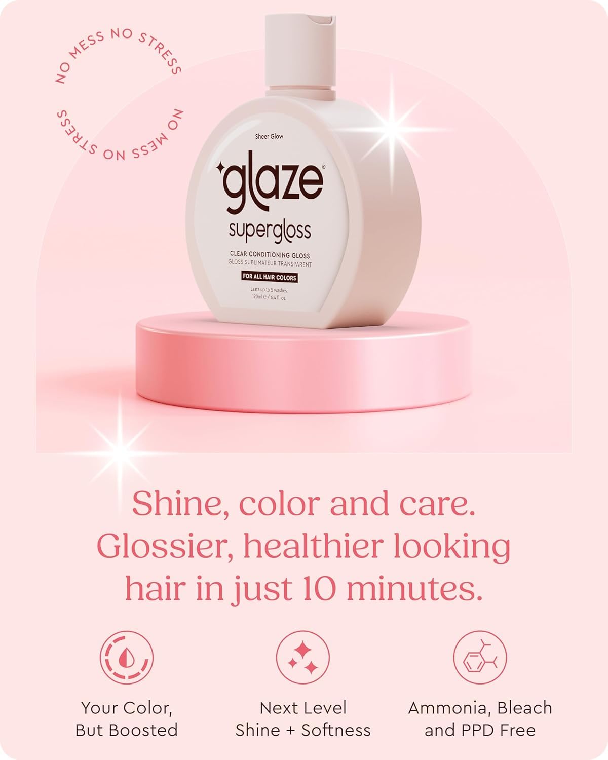 Glaze Supergloss Sheer Glow Clear Hair Gloss Mini – Smooths, Lightweight, Adds Mirror Shine & Improves the look of Damaged Hair – Travel Size 1.7 oz glaze Au supplements