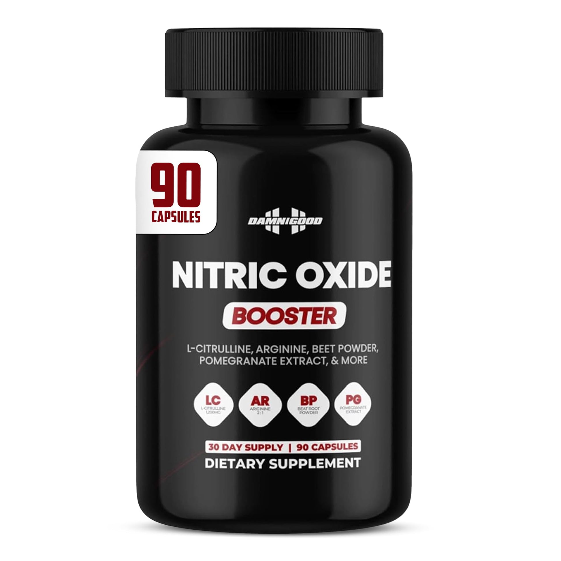DAMN GOOD The Hodge Twins Nitric Oxide Booster – Beet Root Nitric Oxide & Arginine Citrulline Supplement, Pomegranate Blend for Workout Drive, Endurance Support & Pump Power - 90 Capsules DAMN GOOD Au supplements