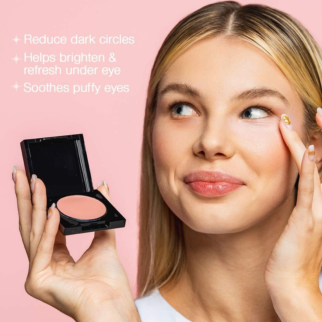 Palladio Under Eye Brightener, Conceal, Brightens, Reduces Appearance of Dark Circles, With Caffeine Peptides & Vitamin E, Tired Skin Color Correcting Brightener & Primer, Light to Medium (Soft Pink) Palladio Au supplements