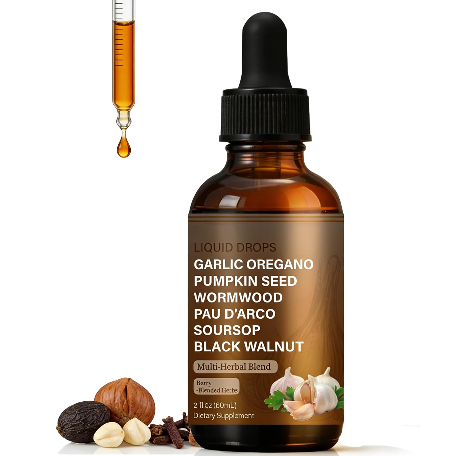 SERSANVE Natural Black Walnut Wormwood Gut Cleanse | Black Walnut Clove Drops with Pumpkin Seed, PAU D’Arco, Soursop, Garlic and Oregano | Vegan, Alcohol-Free Formula for Digestion Support, 2 fl oz SERSANVE Au supplements