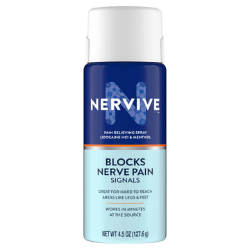 Nervive Pain Relieving Spray, Lidocaine Spray, Nervive Pain Relief, Lidocaine Topical, Foot Pain, Leg Pain, Hand Pain, Max Strength Formula, for Hard to Reach Areas, 4.5oz Nervive Au supplements