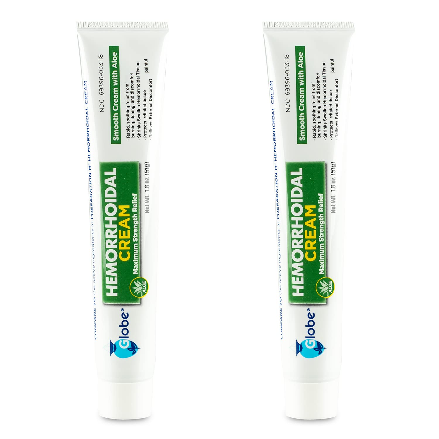 Globe Hemorrhoidal Cream (2 Pack) 1.8 oz w/Applicator Phenylephrine, Pramoxine with Aloe, Relief from Burning, Itching and Discomfort of Hemorrhoids. Globe Au supplements
