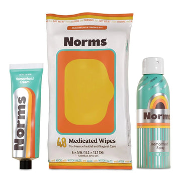 Norms The Full Hemorrhoid Treatment Bundle Medicated Wipes, Touch-Free Spray, and 5% Lidocaine Cream to Relieve Painful Itching, Burning & Swelling – Complete Hemorrhoid Care System Norms Au supplements