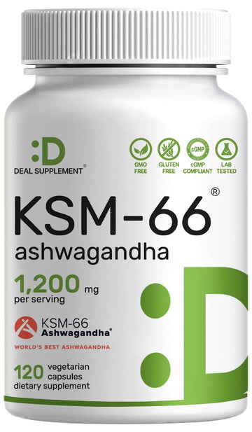 KSM 66 Ashwagandha 1,200mg with Black Pepper, 120 Veggie Capsules – Extra Strength Root Extract – High Absorption – Adaptogenic Supplements for Relaxation, Energy, & Brain Health – Non-GMO DEAL SUPPLEMENT Au supplements