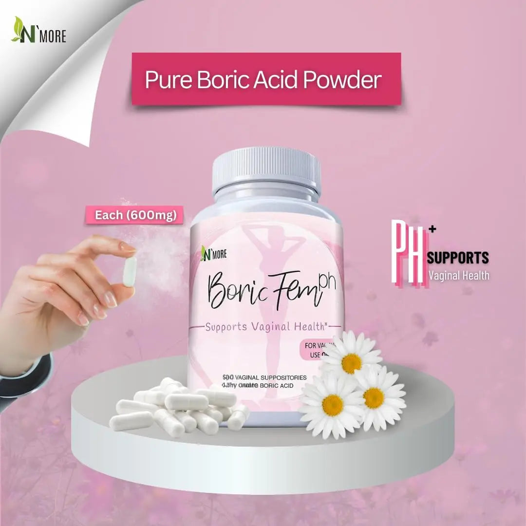 N'More Boric Acid Vaginal Suppositories- 100% Pure - Made in USA- Boricfem Vaginal Health Supplement- 30 Servings (Pack of 1) N'More Au supplements