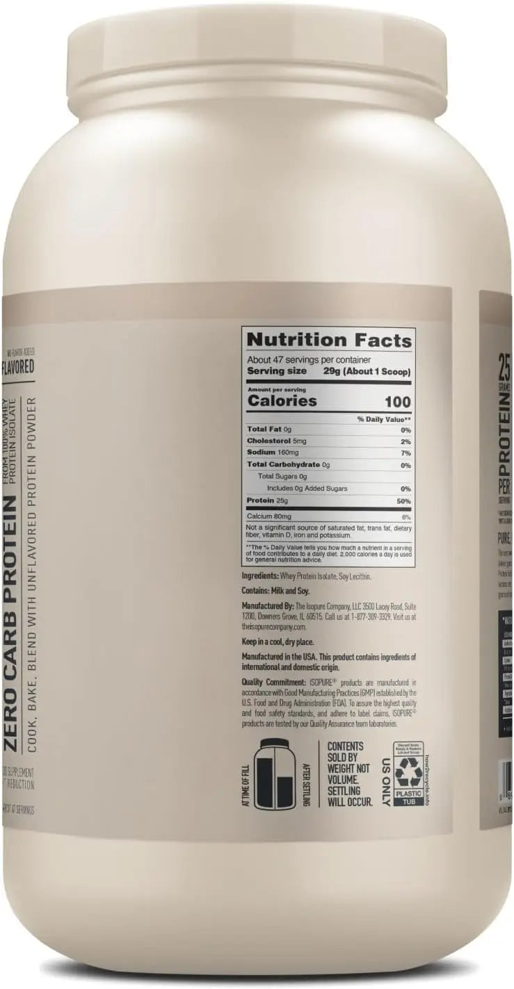 Isopure Unflavored Protein, 25g Whey Isolate, Zero Carb & Keto Friendly, 47 Servings Isopure Au supplements