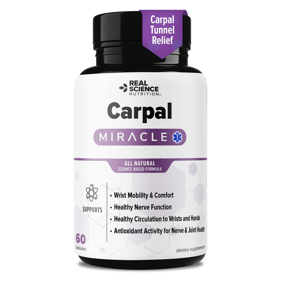 Real Science Carpal Miracle – All Natural Carpal Tunnel Relief & Wrist Support Supplement with Vitamins B6, B12, C, D, K + GABA – Hand & Nerve Comfort – Made in USA, 60 Caps Real Science Nutrition Au supplements