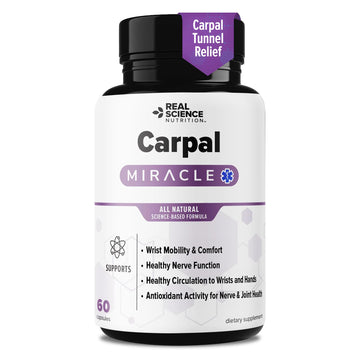Real Science Carpal Miracle – All Natural Carpal Tunnel Relief & Wrist Support Supplement with Vitamins B6, B12, C, D, K + GABA – Hand & Nerve Comfort – Made in USA, 60 Caps Real Science Nutrition Au supplements