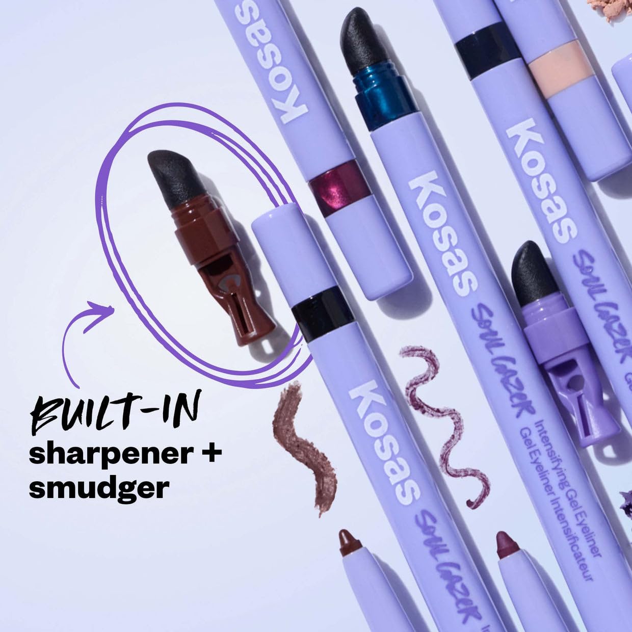 Kosas Soulgazer Gel Eyeliner (Enigma) - Waterproof, Smudge-Proof Pen with Hyaluronic Acid - Retractable Eyeliner Pencil with Sharpener & Smudger, Long-Lasting - Blackened Blue Satin Kosas Au supplements