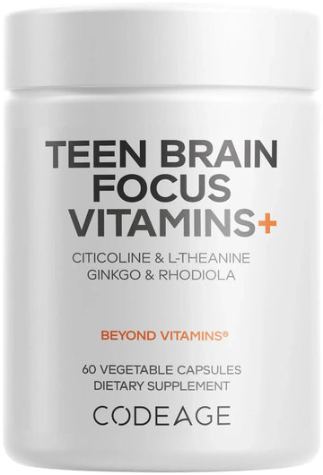 Codeage Teen Brain Focus Vitamins+ Citicoline Cognizin, L-Theanine, Ginkgo, Rhodiola, Lavender, Magnesium, Vitamin B6, B12, Folate Codeage Au supplements